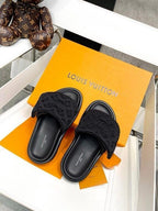 Monogram Slide Sandals in black
