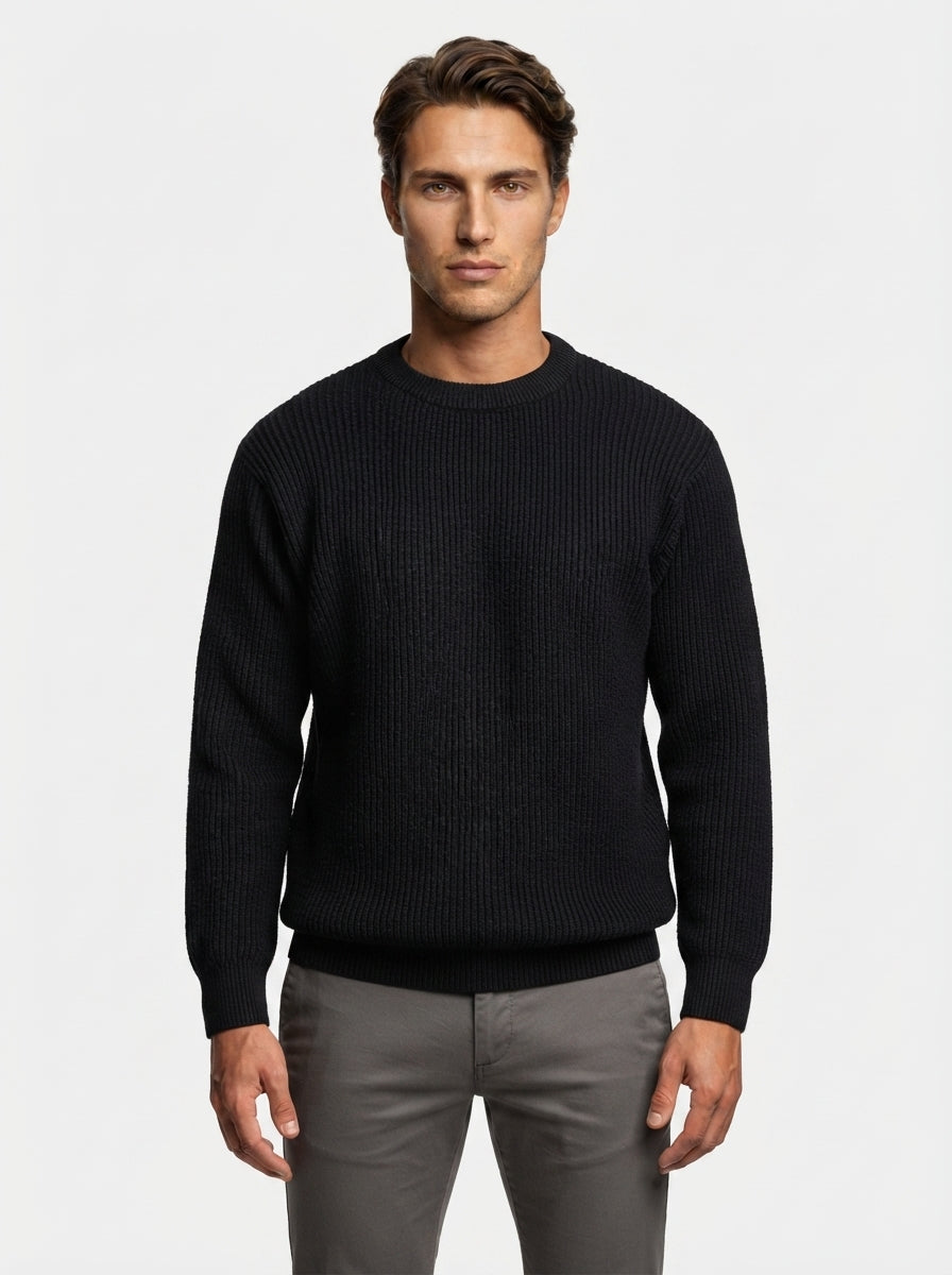 The Latchmere Ribbed Crew in Black