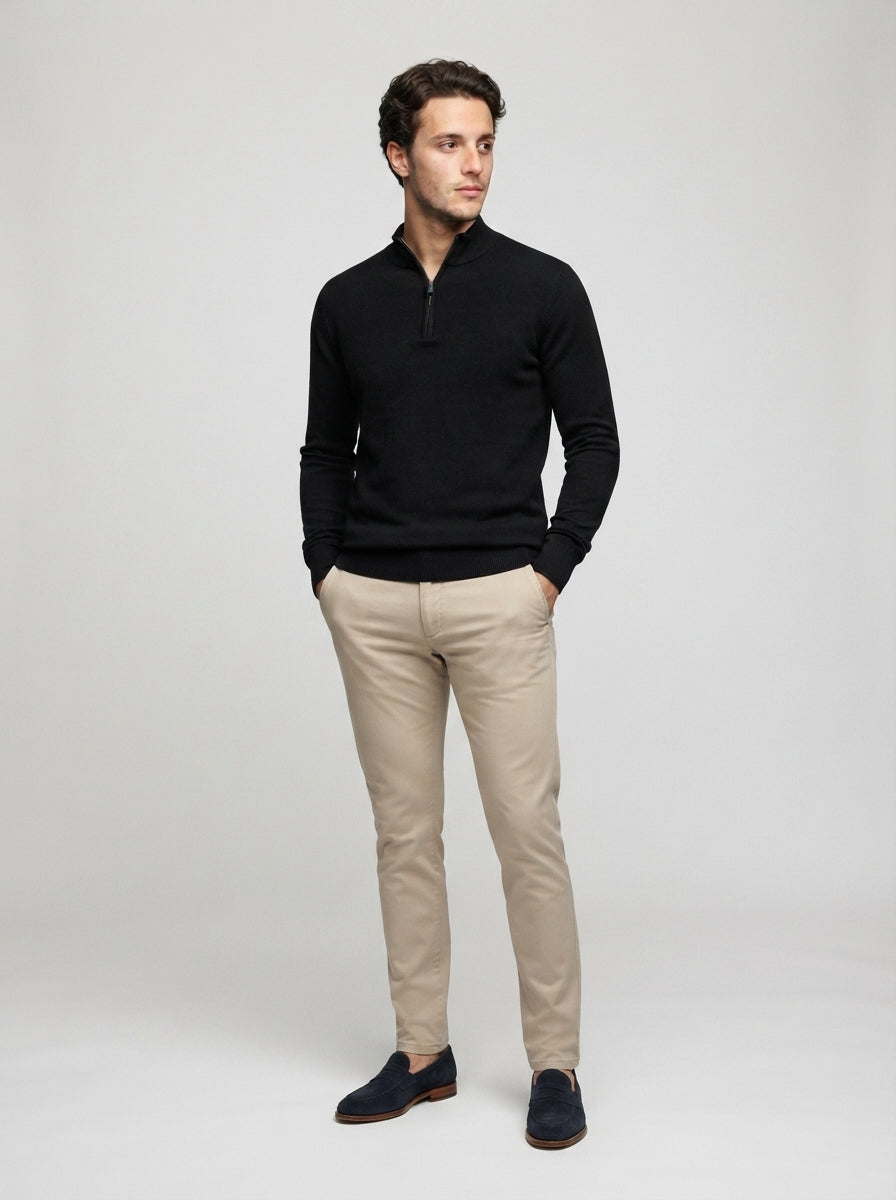 The Winterton Zip Neck in Black
