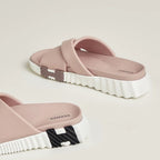 Empire Slide Sandals in blush pink, white and black