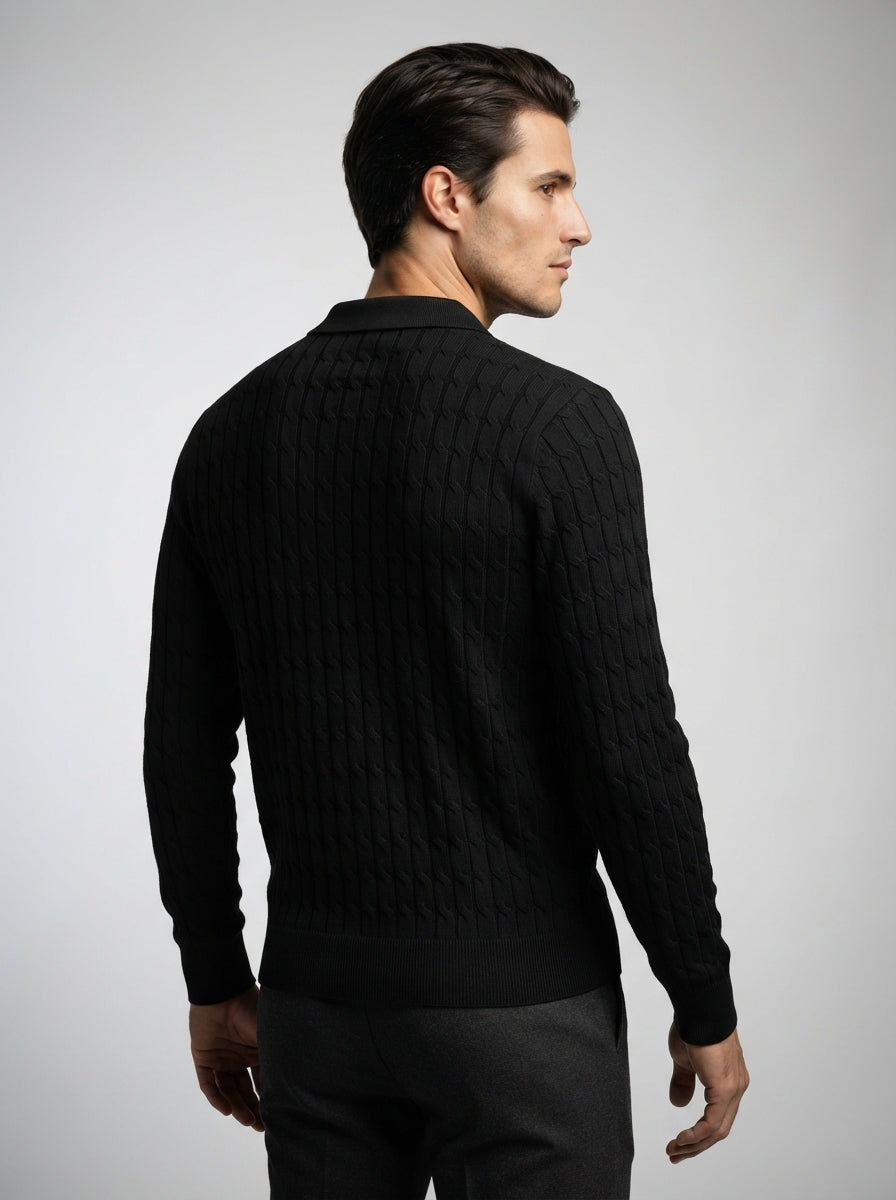 The Farleigh Cable Polo in Black