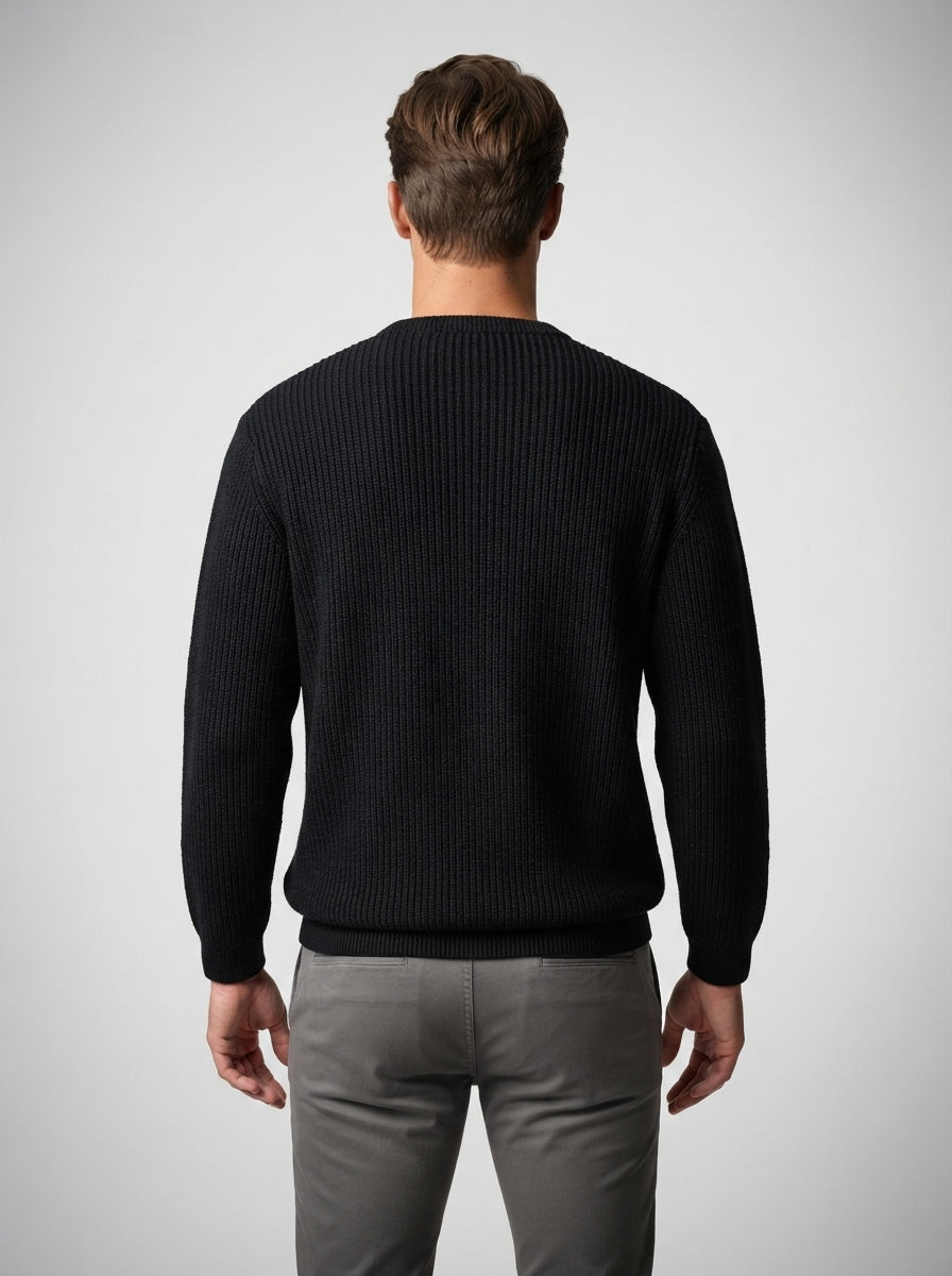 The Latchmere Ribbed Crew in Black