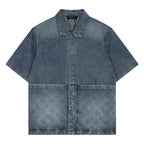 Monogram Denim Co-Ord Set in washed dark blue