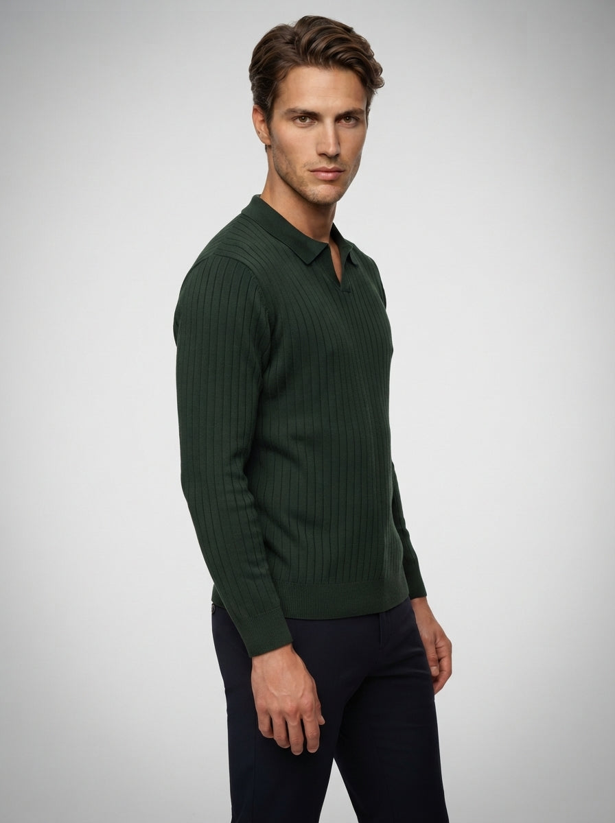 The Melrose Knit Polo in Dark Green