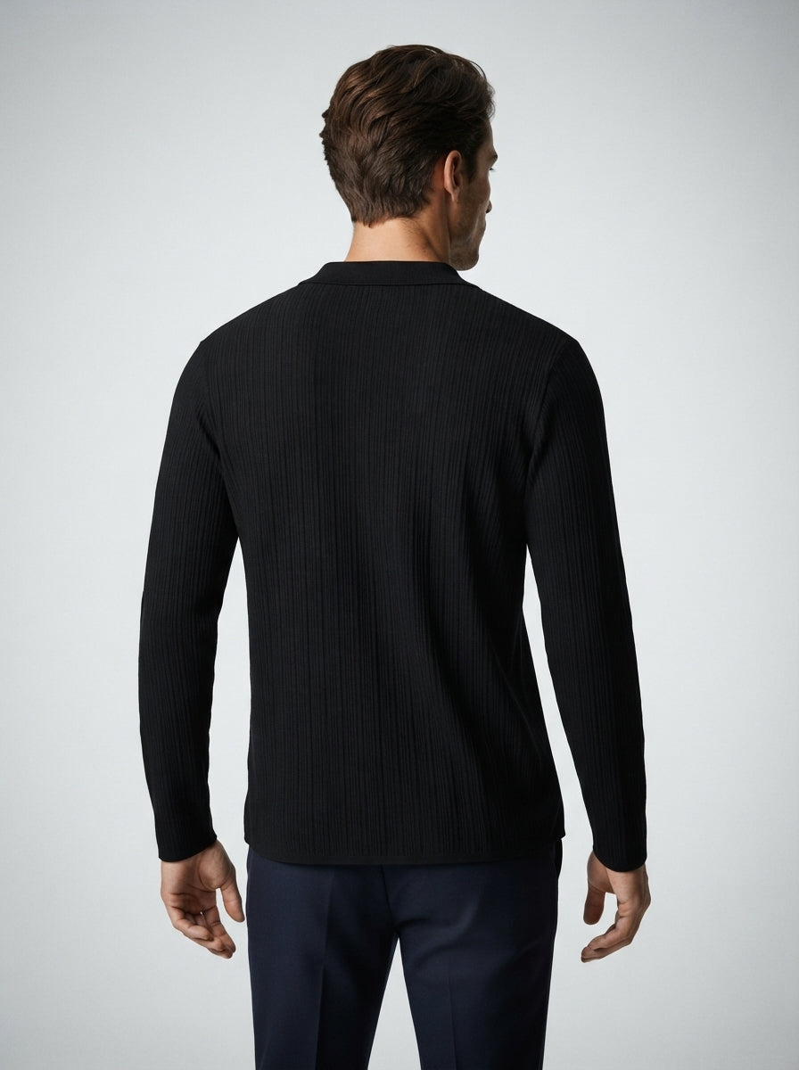 The Melrose Knit Polo in Black