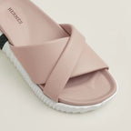 Empire Slide Sandals in blush pink, white and black