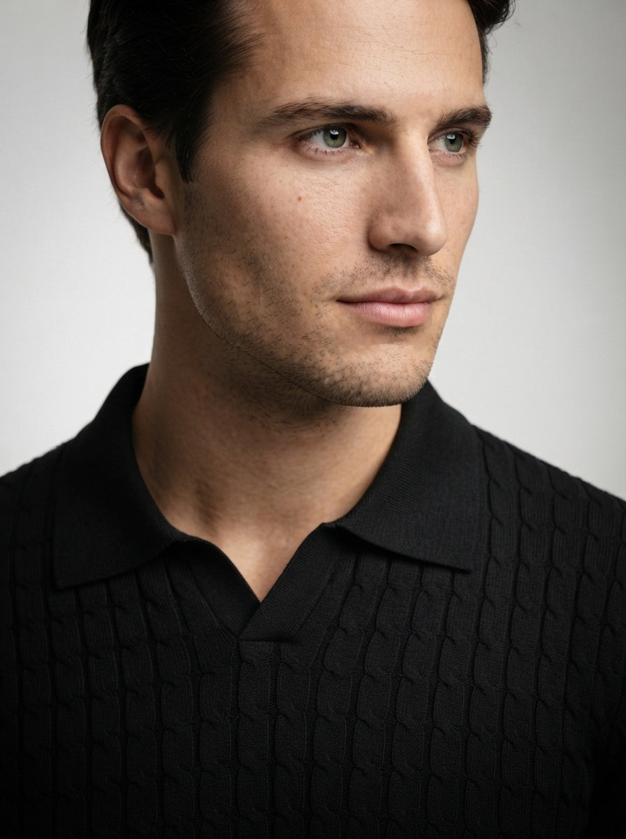 The Farleigh Cable Polo in Black