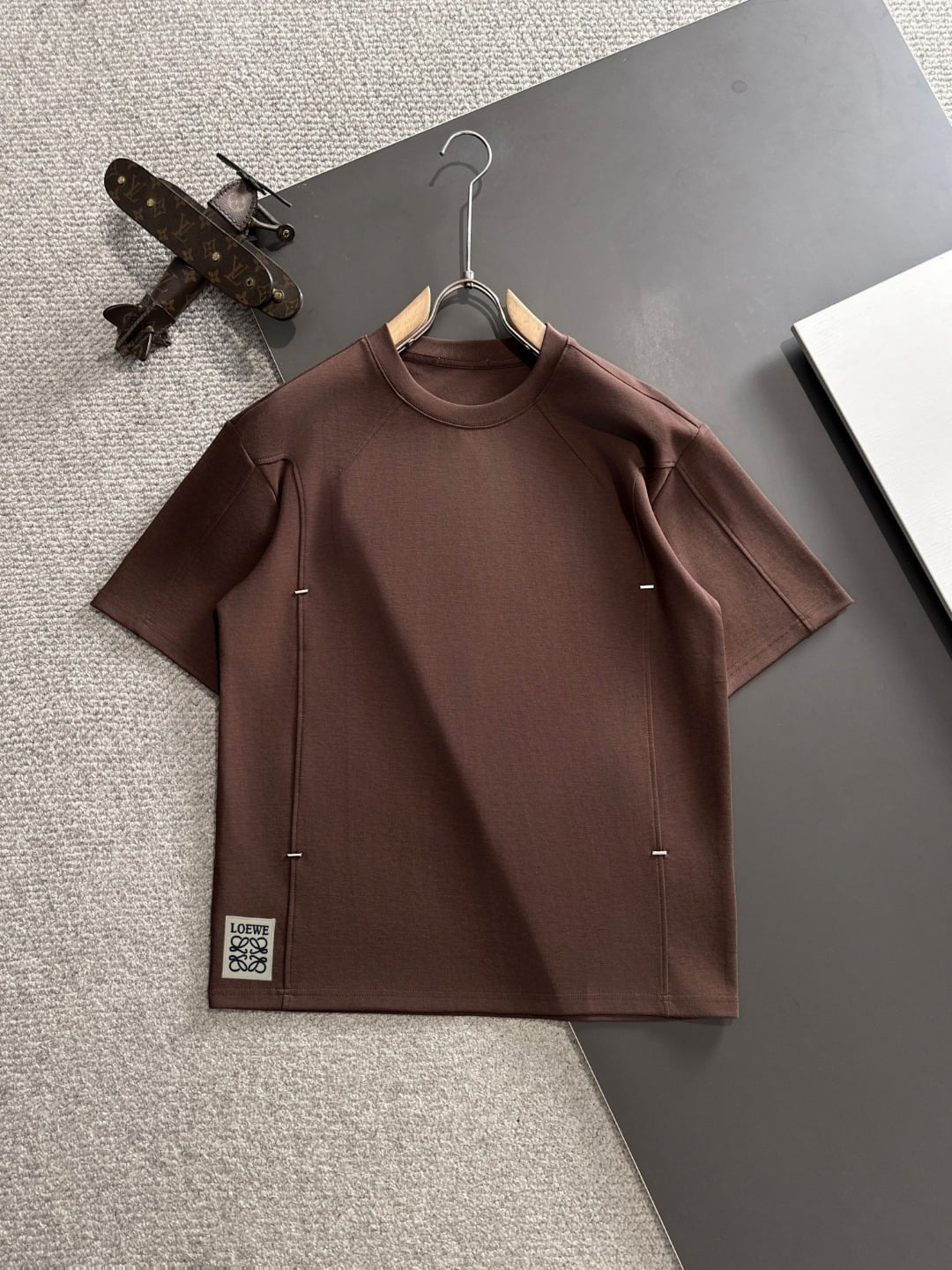 Seam Detail Patch T-Shirt in ecru