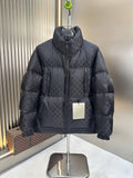 Monogram Stand Collar Puffer Jacket in black