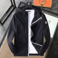 Hooded Lightweight Windbreaker in black and taupe