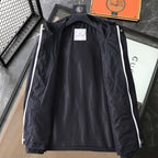 Hooded Lightweight Windbreaker in black and taupe
