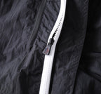 Hooded Lightweight Windbreaker in black and taupe