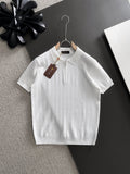 Chevron Jacquard Half-Zip Polo in dark brown