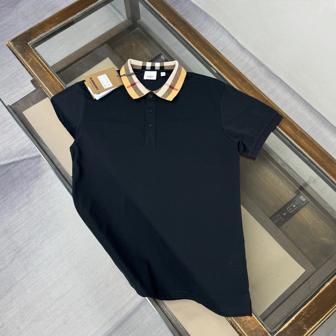 Vintage Check Polo Shirt in navy and beige