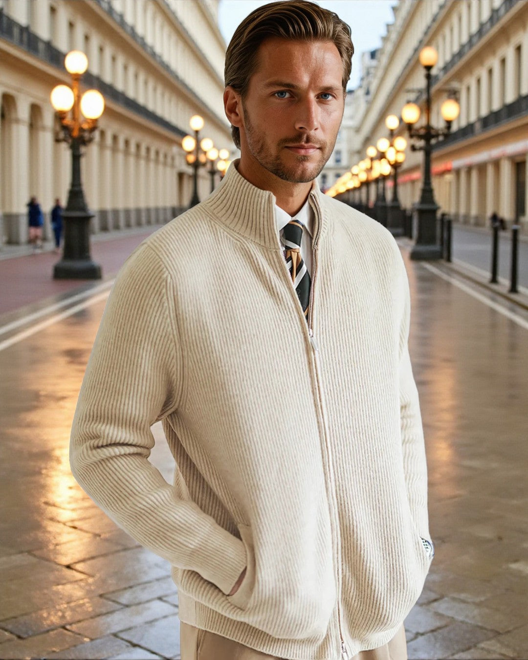 AveryAshdown Knitted Zip Ribbed Cardigan