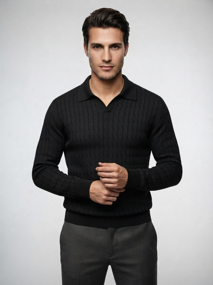 The Farleigh Cable Polo in Black