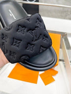 Monogram Slide Sandals in black