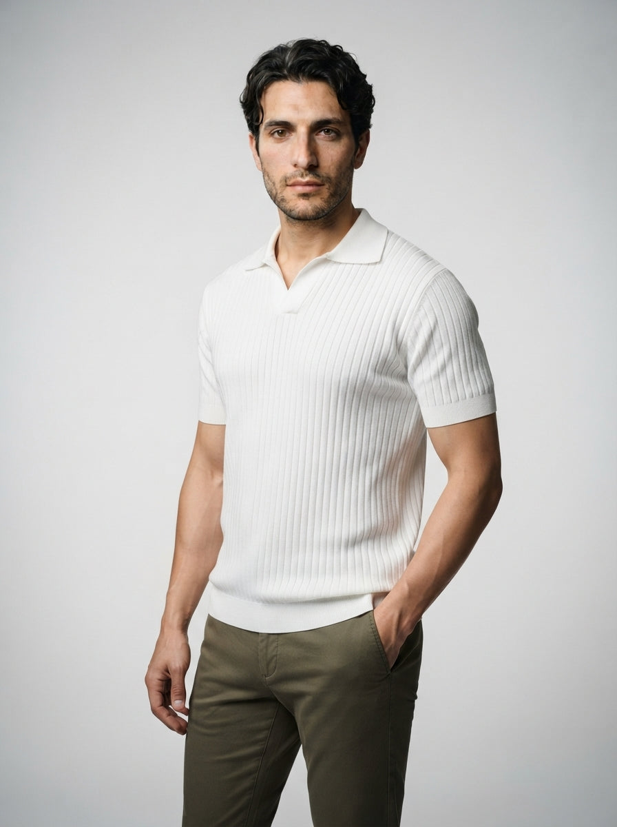 The Sandhurst Rib Polo in White