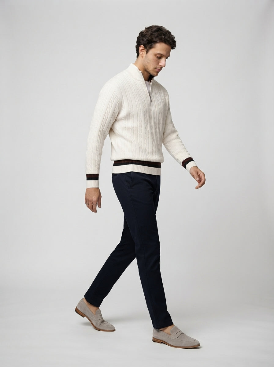 The Lanercost Cable Zip in Cream