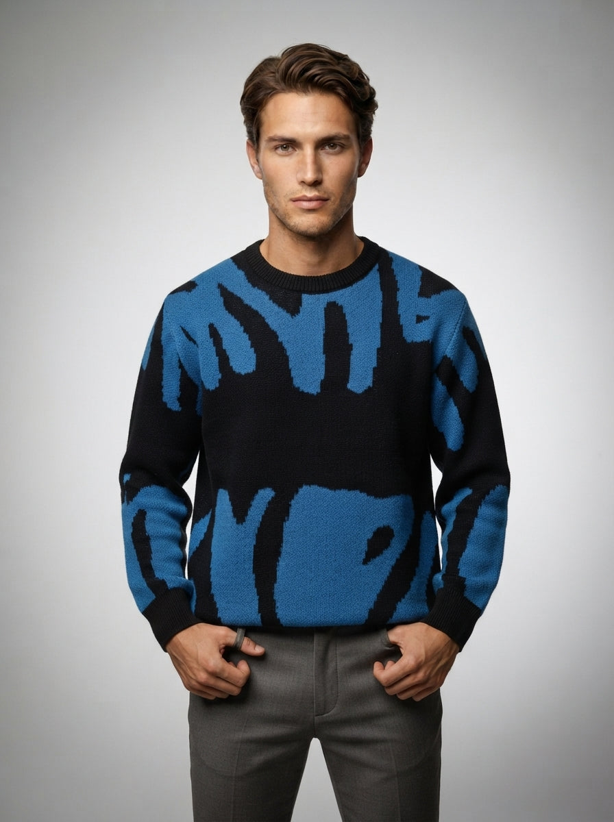 The Marchmont Graphic Knit in Royal Blue