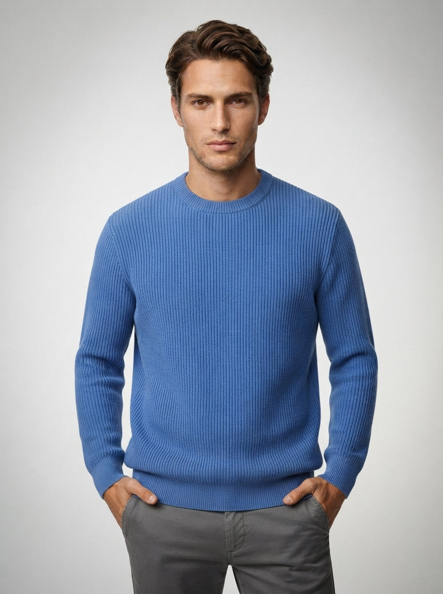 The Latchmere Ribbed Crew in Royal Blue