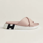 Empire Slide Sandals in blush pink, white and black