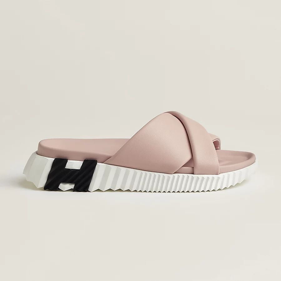 Empire Slide Sandals in blush pink, white and black