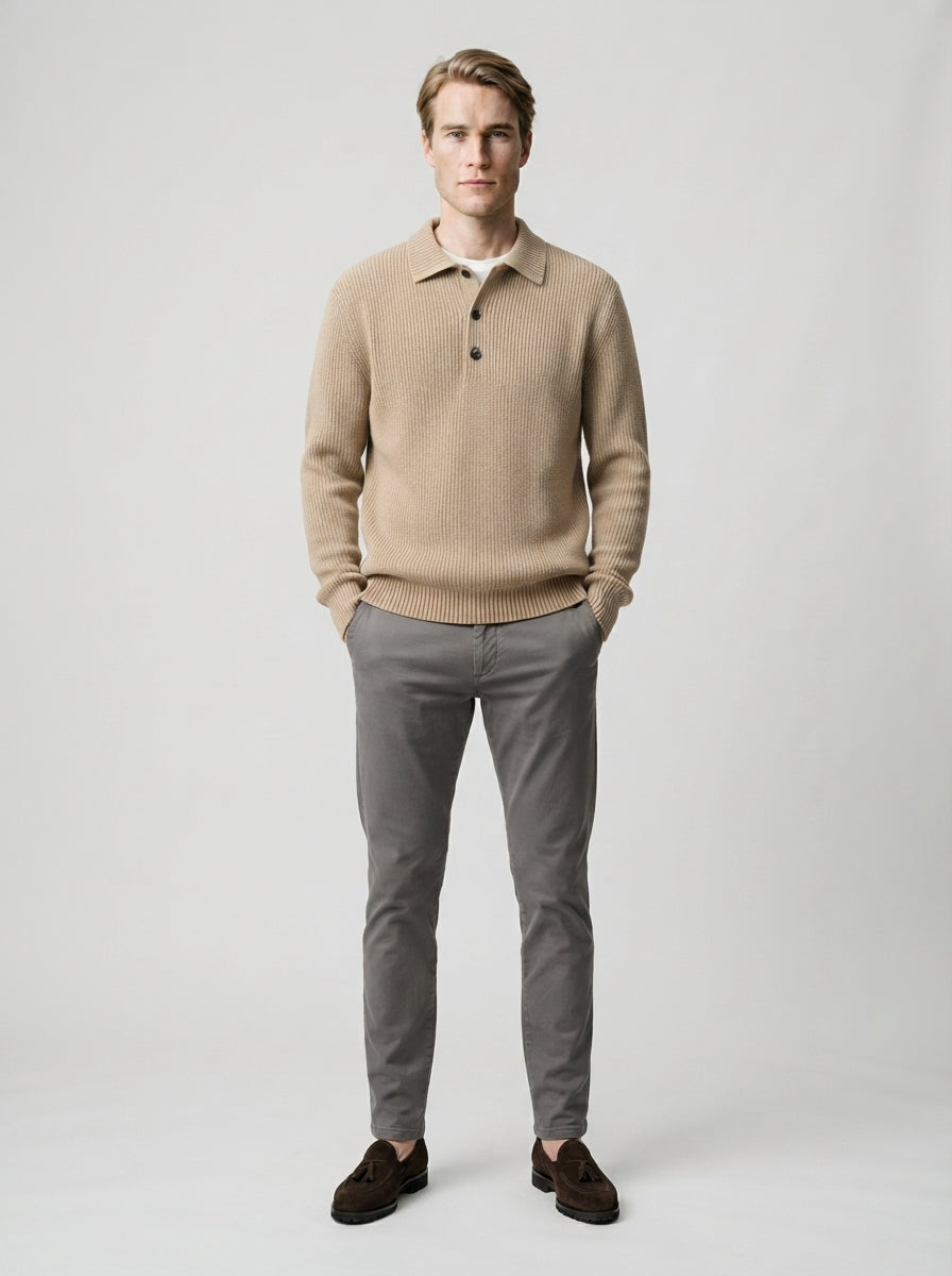 The Kirkwall Placket Polo in Khaki