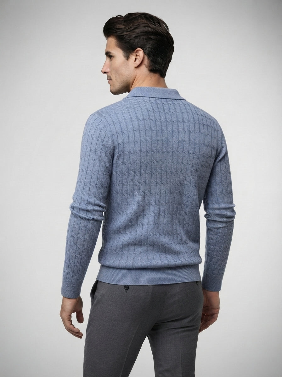 The Farleigh Cable Polo in Blue