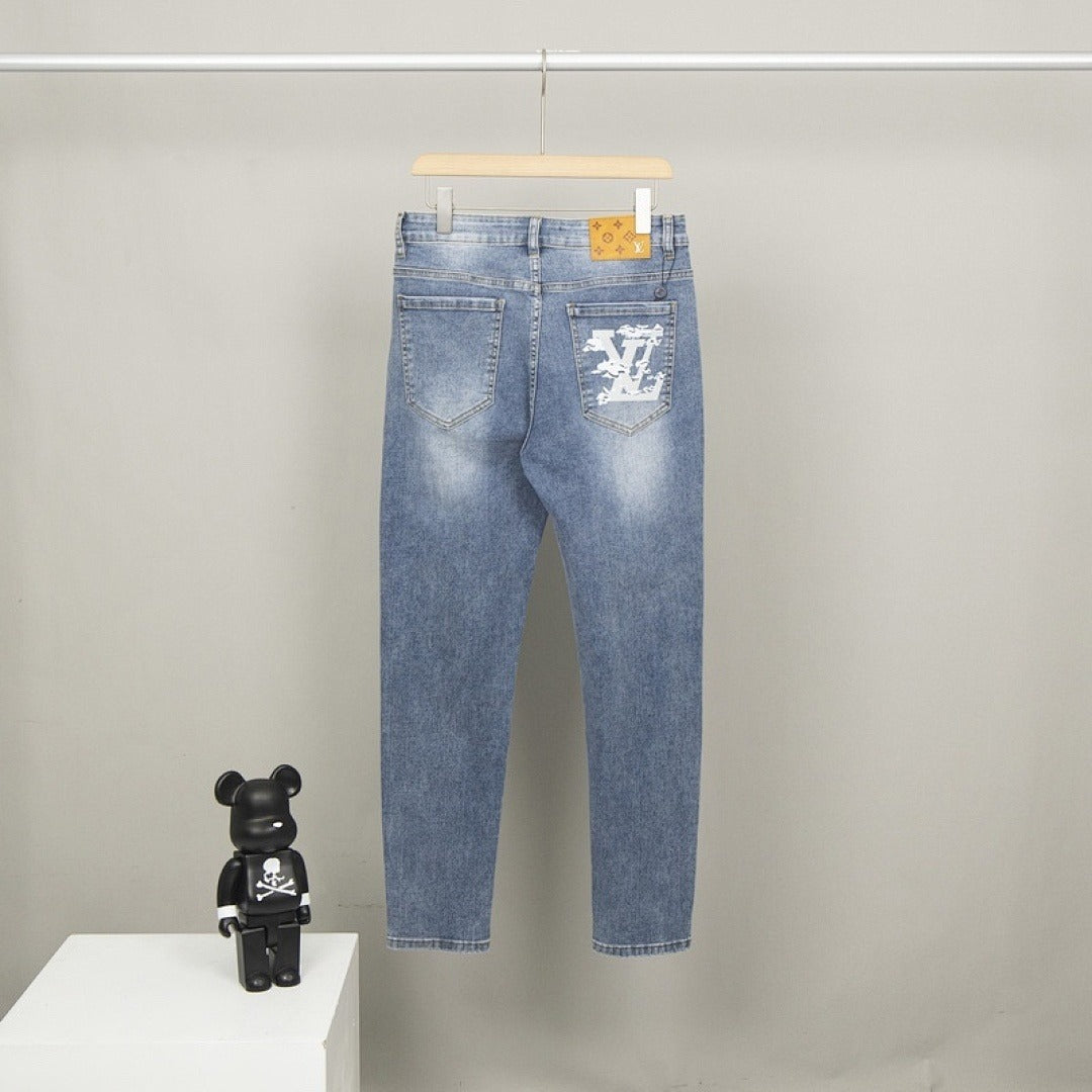 Monogram Back Pocket Jeans in light blue
