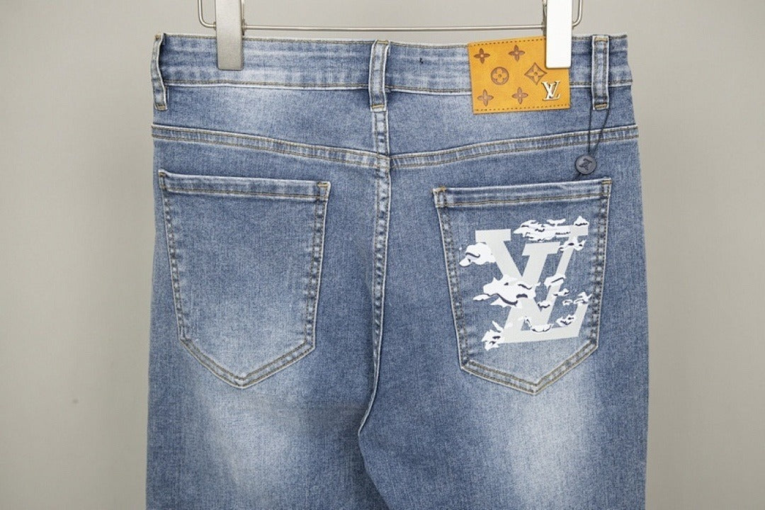 Monogram Back Pocket Jeans in light blue