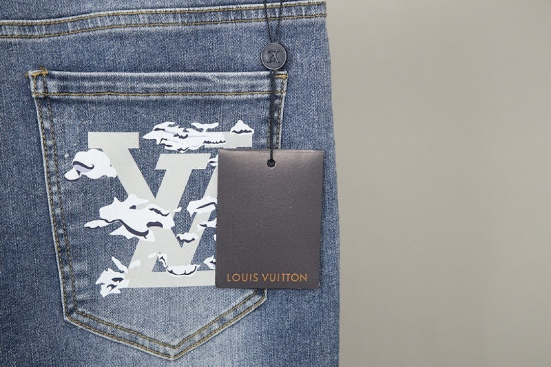 Monogram Back Pocket Jeans in light blue