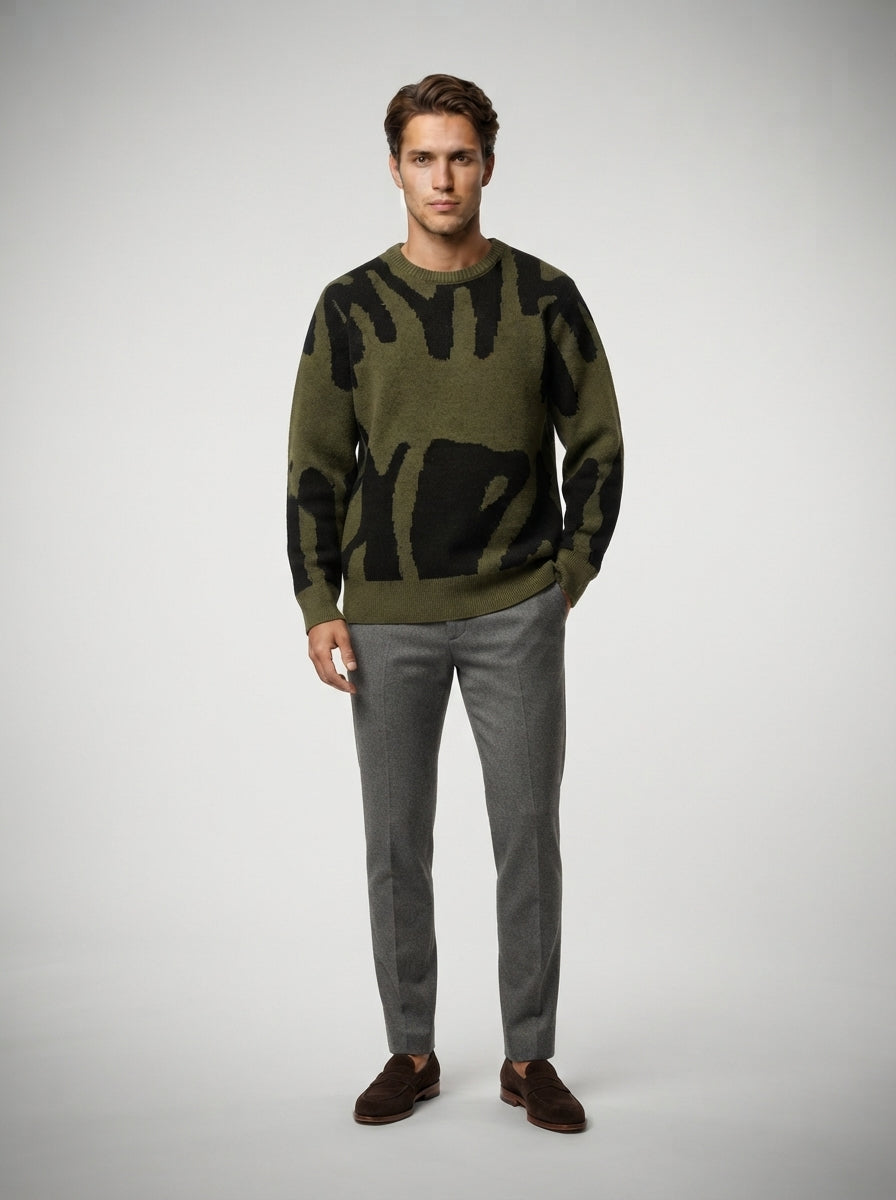 The Marchmont Graphic Knit in Olive