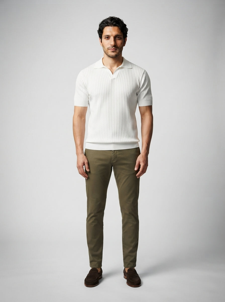 The Sandhurst Rib Polo in White
