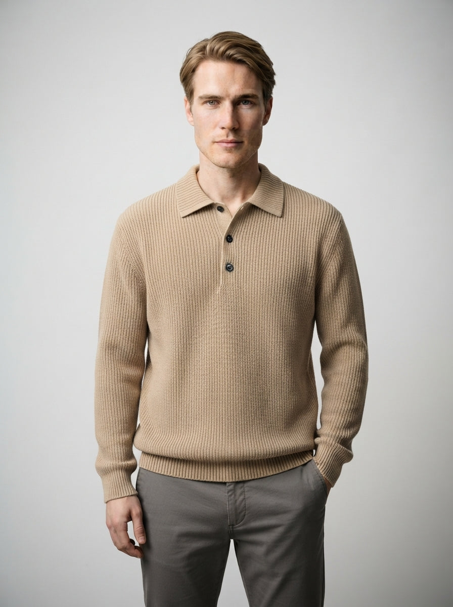 The Kirkwall Placket Polo in Khaki