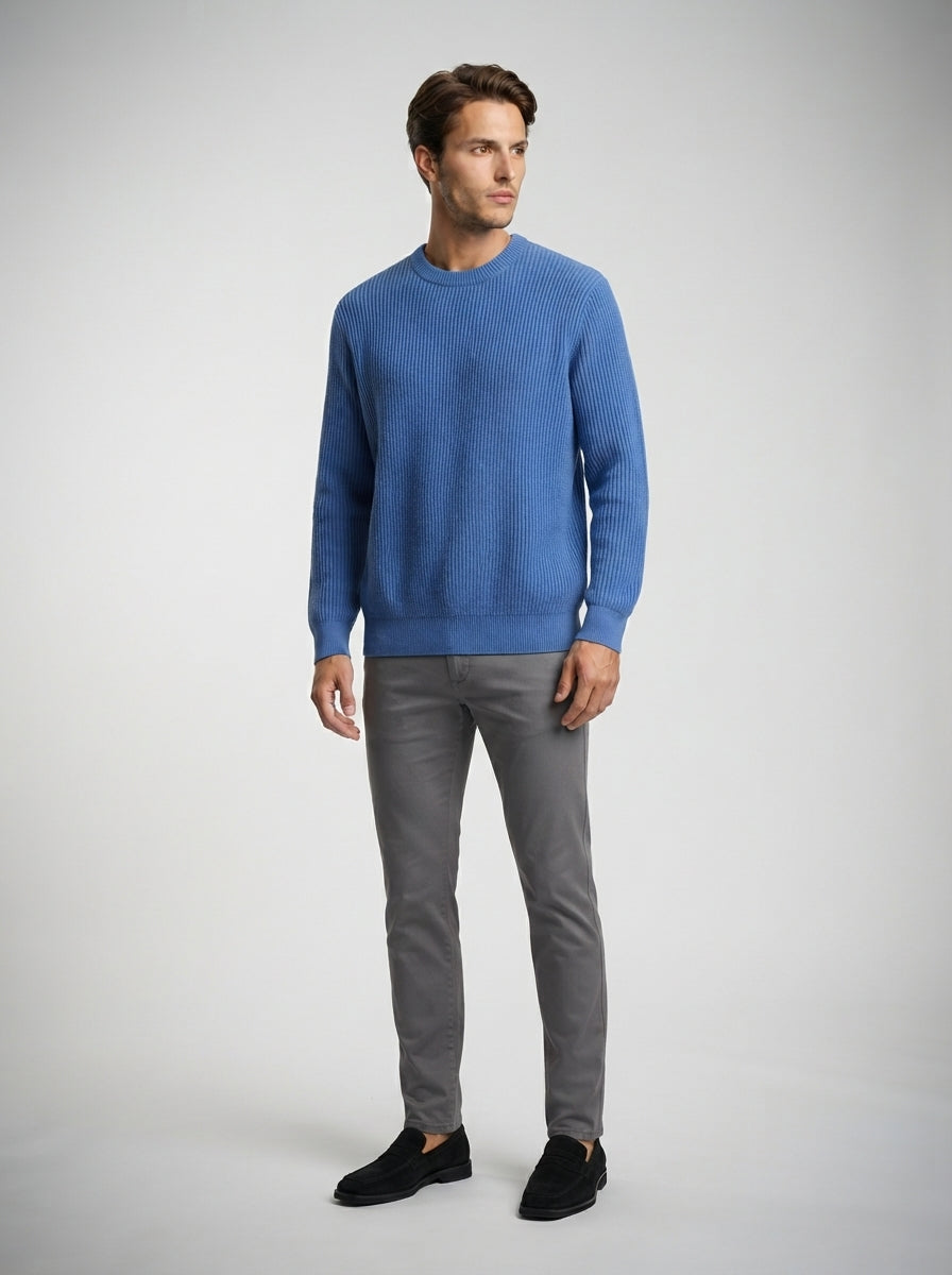 The Latchmere Ribbed Crew in Royal Blue