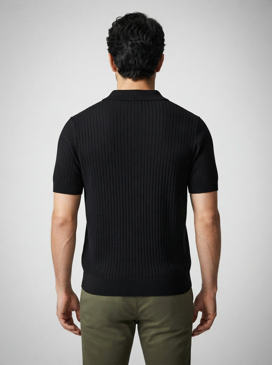 The Sandhurst Rib Polo in Black