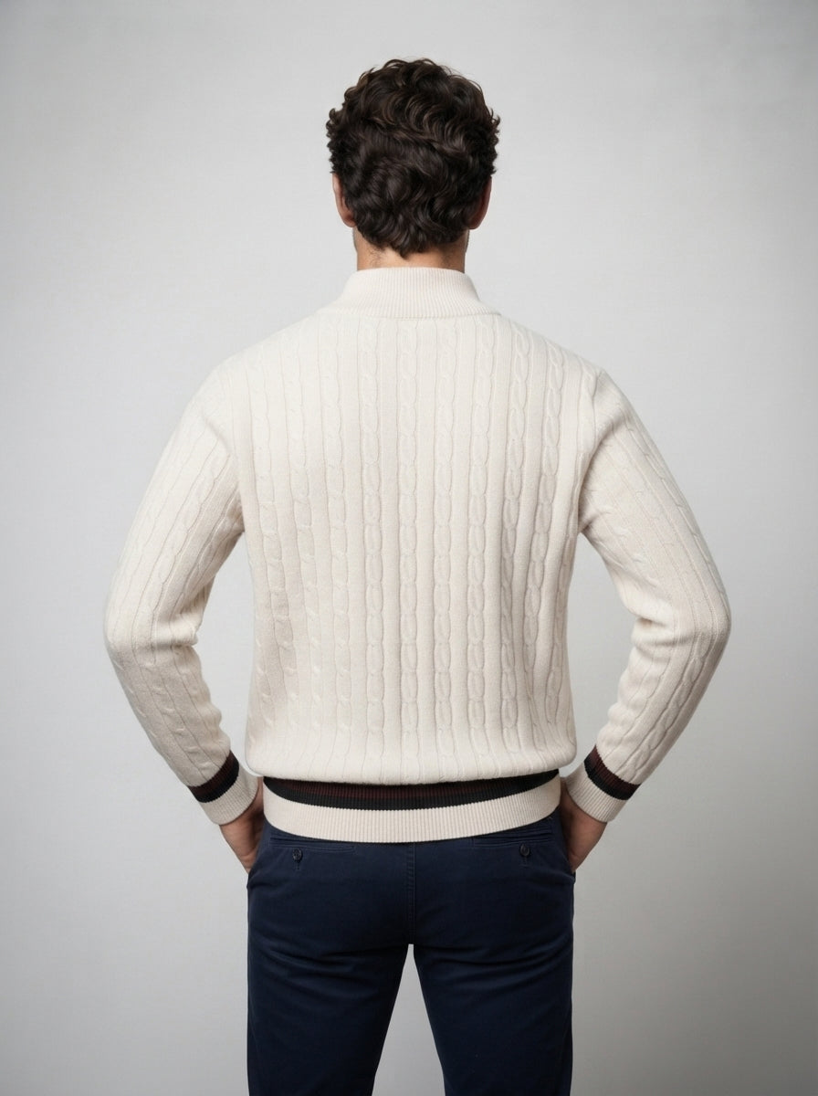 The Lanercost Cable Zip in Cream