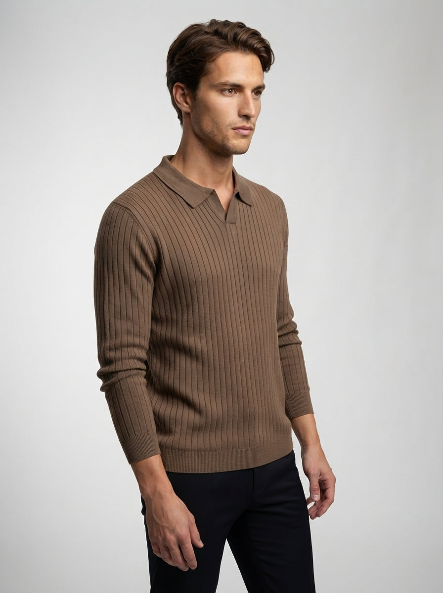 The Melrose Knit Polo in Brown
