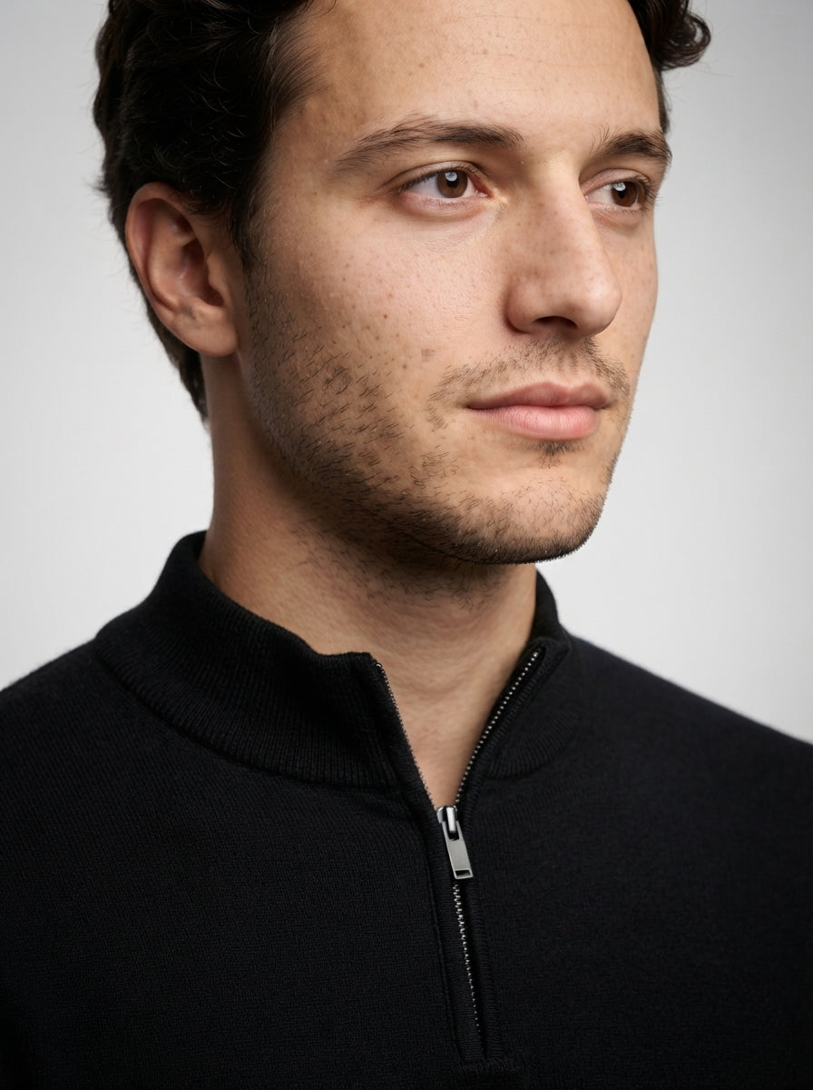 The Winterton Zip Neck in Black