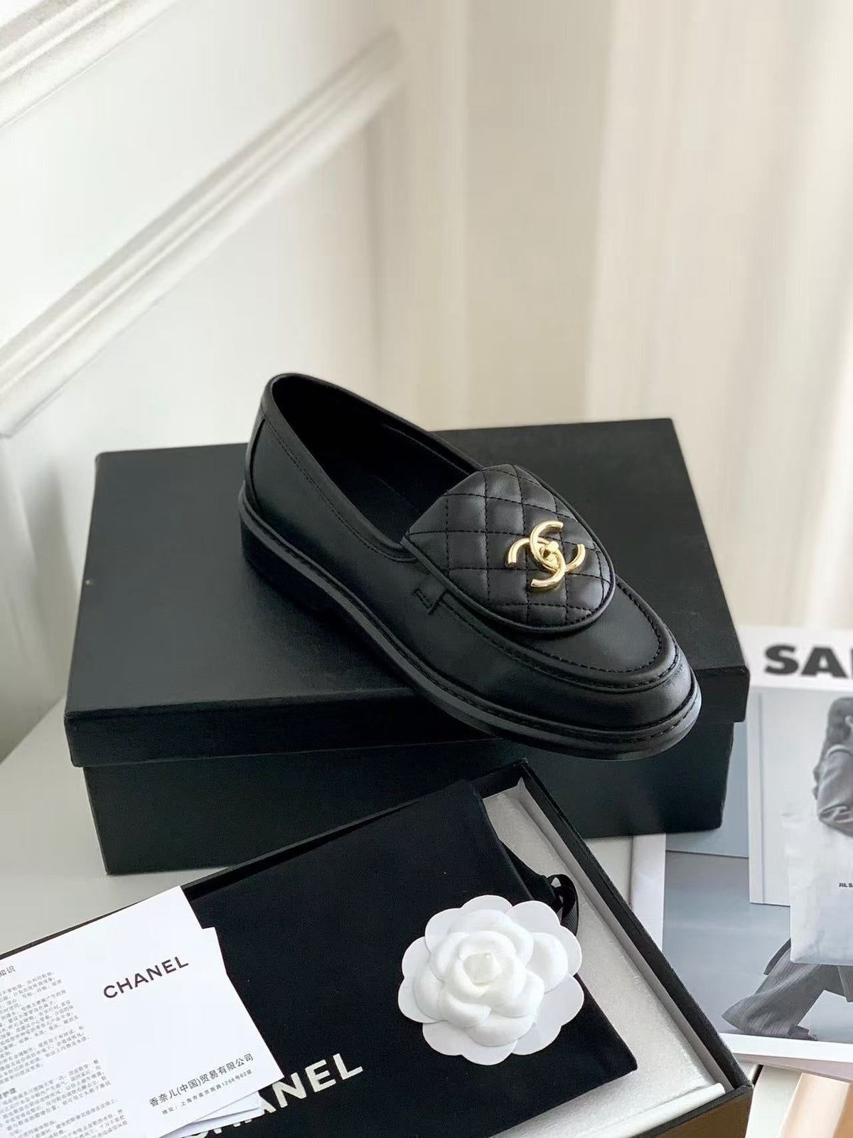 Quilted Loafers in black