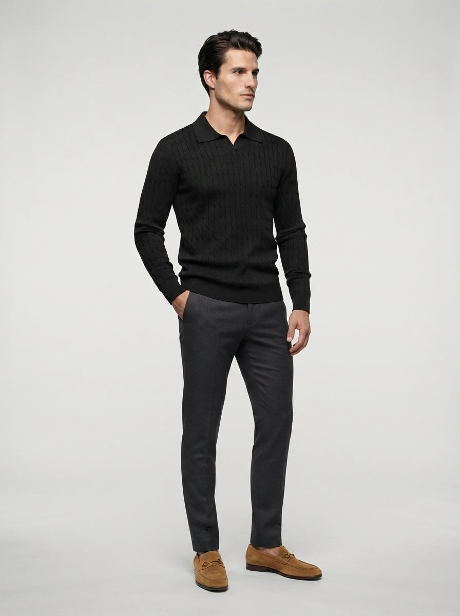 The Farleigh Cable Polo in Black
