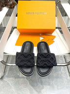 Monogram Slide Sandals in black