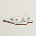 Chypre Sandals in white and tan