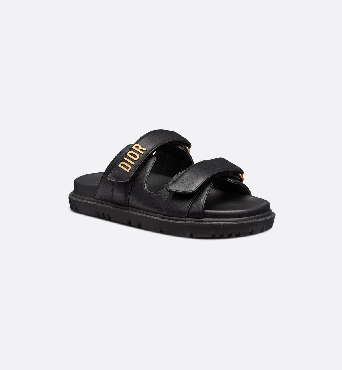Double-Strap Slide Sandals in black