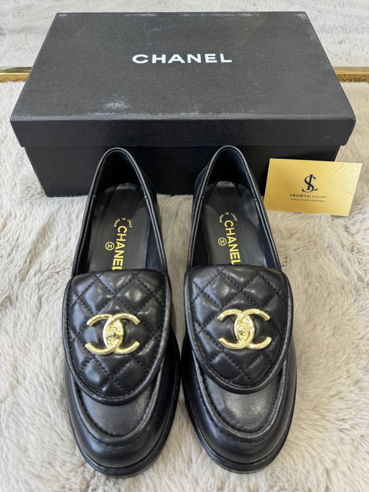Quilted Loafers in black