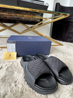 Patterned Slide Sandals in black