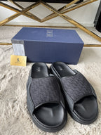 Patterned Slide Sandals in black