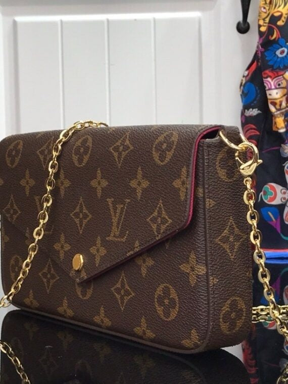 Pochette Félicie Monogram Bag in brown and tan