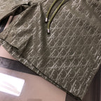 Drawstring Pattern Swim Trunks in olive green